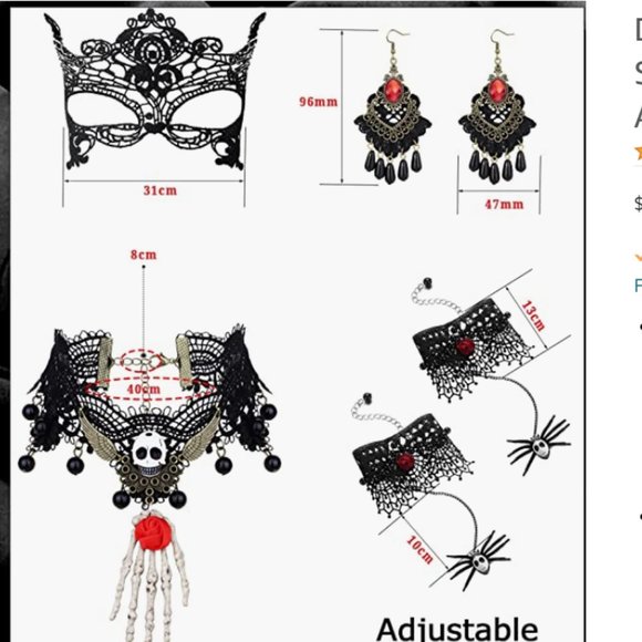 Gothic Lace Masquerade Choker Necklace - Picture 5 of 6